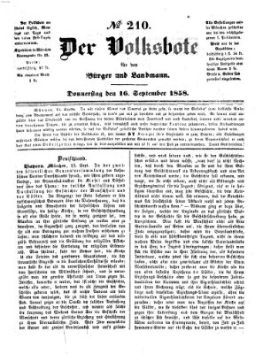 Der Volksbote für den Bürger und Landmann Donnerstag 16. September 1858