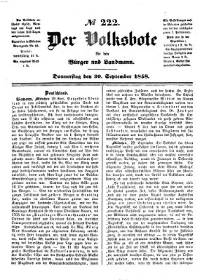 Der Volksbote für den Bürger und Landmann Donnerstag 30. September 1858