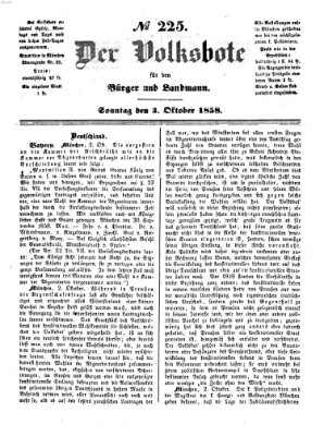 Der Volksbote für den Bürger und Landmann Sonntag 3. Oktober 1858