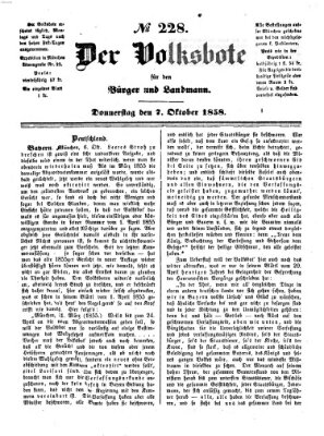 Der Volksbote für den Bürger und Landmann Donnerstag 7. Oktober 1858