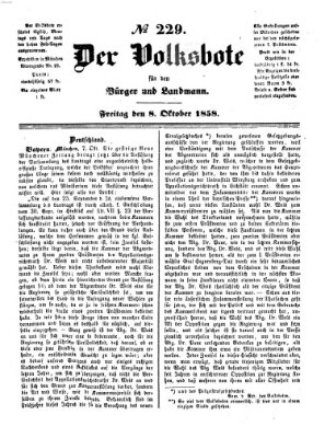 Der Volksbote für den Bürger und Landmann Freitag 8. Oktober 1858