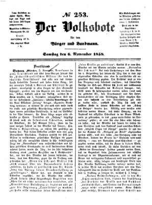 Der Volksbote für den Bürger und Landmann Samstag 6. November 1858