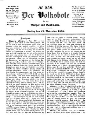 Der Volksbote für den Bürger und Landmann Freitag 12. November 1858