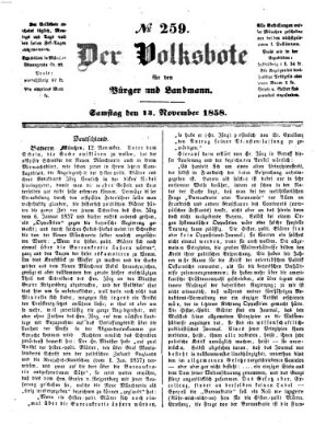 Der Volksbote für den Bürger und Landmann Samstag 13. November 1858