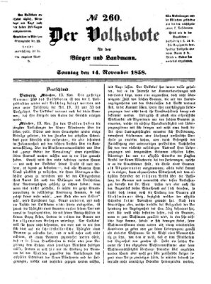 Der Volksbote für den Bürger und Landmann Sonntag 14. November 1858