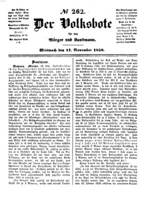 Der Volksbote für den Bürger und Landmann Mittwoch 17. November 1858