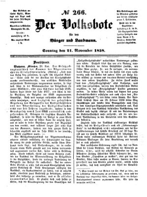 Der Volksbote für den Bürger und Landmann Sonntag 21. November 1858