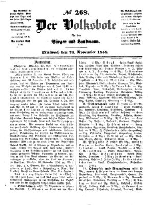 Der Volksbote für den Bürger und Landmann Mittwoch 24. November 1858