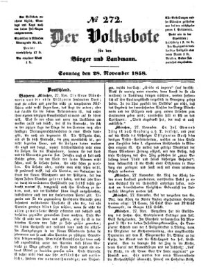 Der Volksbote für den Bürger und Landmann Sonntag 28. November 1858