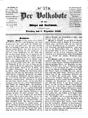 Der Volksbote für den Bürger und Landmann Dienstag 7. Dezember 1858