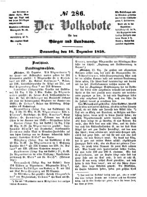 Der Volksbote für den Bürger und Landmann Donnerstag 16. Dezember 1858