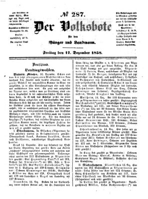 Der Volksbote für den Bürger und Landmann Freitag 17. Dezember 1858