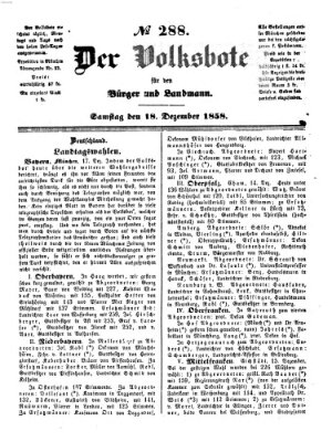 Der Volksbote für den Bürger und Landmann Samstag 18. Dezember 1858