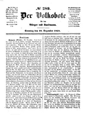 Der Volksbote für den Bürger und Landmann Sonntag 19. Dezember 1858