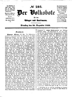 Der Volksbote für den Bürger und Landmann Dienstag 28. Dezember 1858