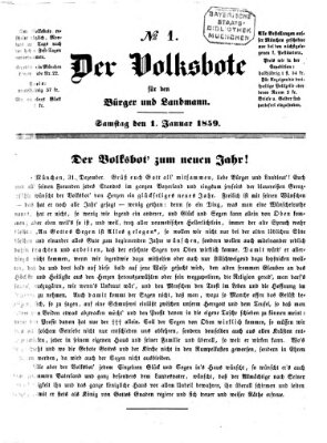 Der Volksbote für den Bürger und Landmann Samstag 1. Januar 1859