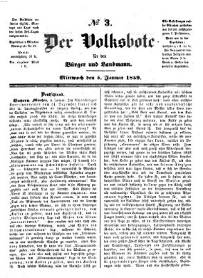 Der Volksbote für den Bürger und Landmann Mittwoch 5. Januar 1859