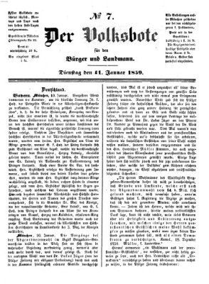 Der Volksbote für den Bürger und Landmann Dienstag 11. Januar 1859