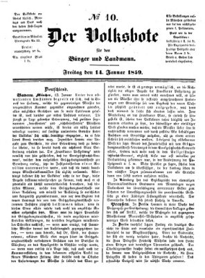 Der Volksbote für den Bürger und Landmann Freitag 14. Januar 1859