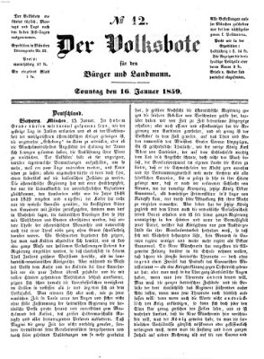 Der Volksbote für den Bürger und Landmann Sonntag 16. Januar 1859