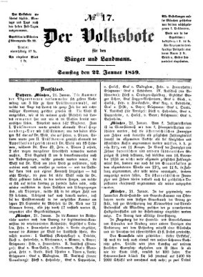 Der Volksbote für den Bürger und Landmann Samstag 22. Januar 1859