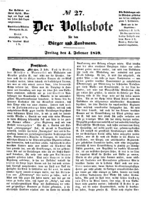 Der Volksbote für den Bürger und Landmann Freitag 4. Februar 1859