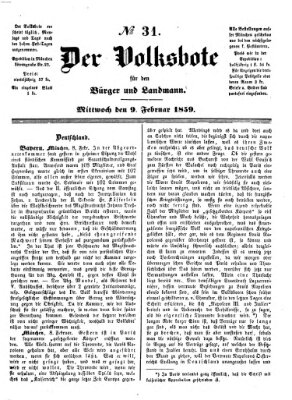 Der Volksbote für den Bürger und Landmann Mittwoch 9. Februar 1859