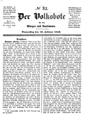 Der Volksbote für den Bürger und Landmann Donnerstag 10. Februar 1859