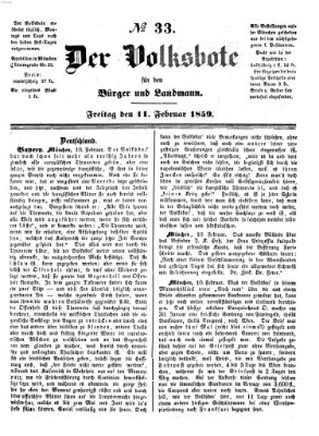 Der Volksbote für den Bürger und Landmann Freitag 11. Februar 1859