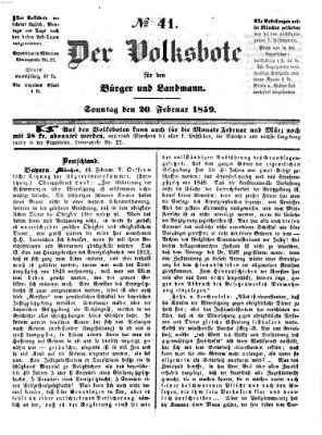 Der Volksbote für den Bürger und Landmann Sonntag 20. Februar 1859