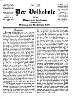 Der Volksbote für den Bürger und Landmann Mittwoch 23. Februar 1859