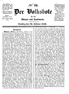 Der Volksbote für den Bürger und Landmann Samstag 26. Februar 1859