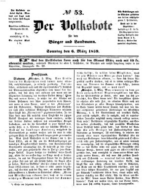 Der Volksbote für den Bürger und Landmann Sonntag 6. März 1859