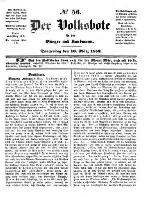 Der Volksbote für den Bürger und Landmann Donnerstag 10. März 1859