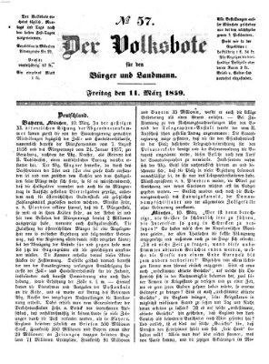 Der Volksbote für den Bürger und Landmann Freitag 11. März 1859