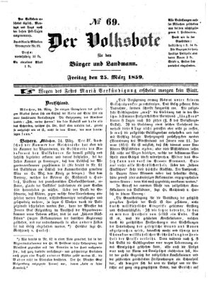 Der Volksbote für den Bürger und Landmann Freitag 25. März 1859