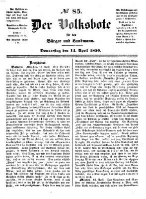 Der Volksbote für den Bürger und Landmann Donnerstag 14. April 1859