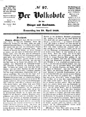 Der Volksbote für den Bürger und Landmann Donnerstag 28. April 1859