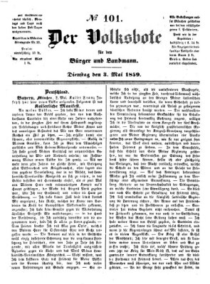 Der Volksbote für den Bürger und Landmann Dienstag 3. Mai 1859