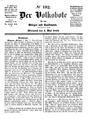 Der Volksbote für den Bürger und Landmann Mittwoch 4. Mai 1859