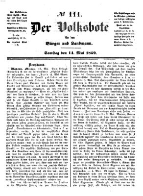 Der Volksbote für den Bürger und Landmann Samstag 14. Mai 1859