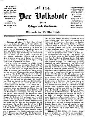 Der Volksbote für den Bürger und Landmann Mittwoch 18. Mai 1859