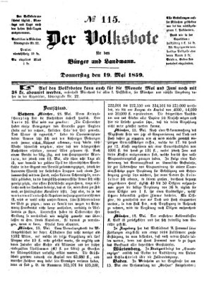 Der Volksbote für den Bürger und Landmann Donnerstag 19. Mai 1859