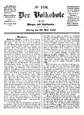 Der Volksbote für den Bürger und Landmann Freitag 20. Mai 1859