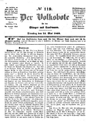 Der Volksbote für den Bürger und Landmann Dienstag 24. Mai 1859