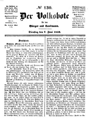 Der Volksbote für den Bürger und Landmann Dienstag 7. Juni 1859