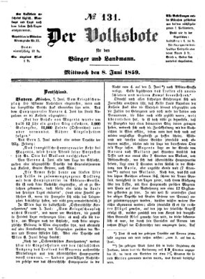 Der Volksbote für den Bürger und Landmann Mittwoch 8. Juni 1859