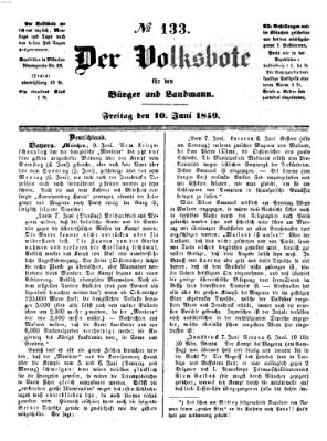 Der Volksbote für den Bürger und Landmann Freitag 10. Juni 1859