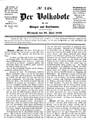 Der Volksbote für den Bürger und Landmann Mittwoch 29. Juni 1859