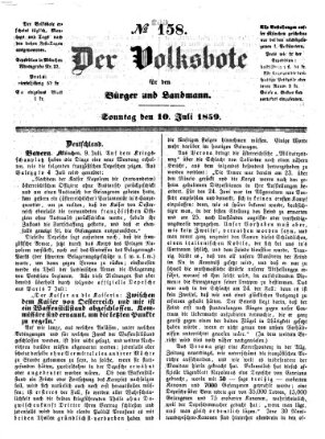 Der Volksbote für den Bürger und Landmann Sonntag 10. Juli 1859